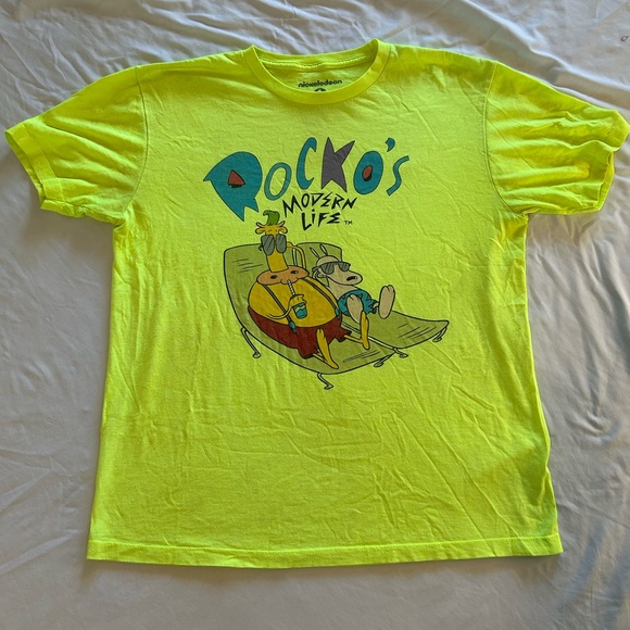Nickelodeon Other - Nickelodeon Neon Yellow Rocko's Modern Life T-Shirt size XL